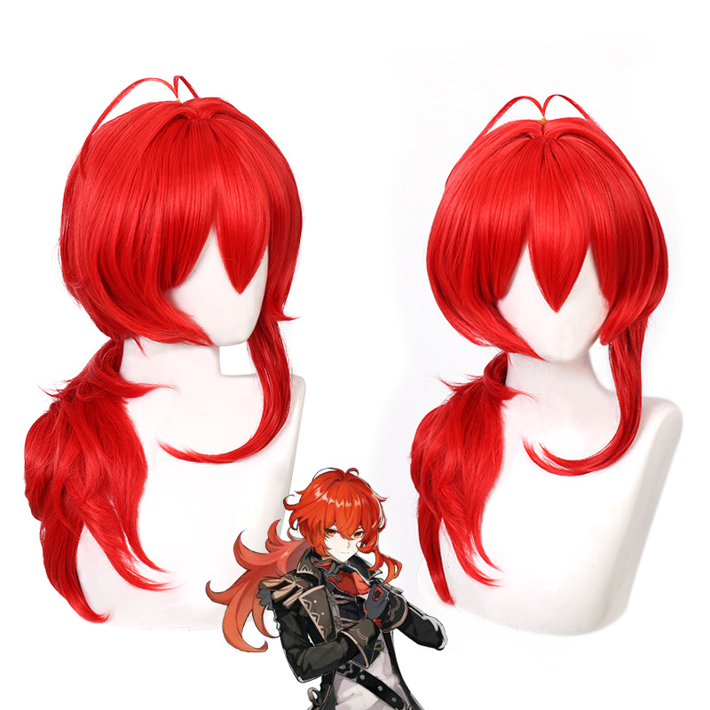 Travel Accessories Men - Genshin Impact Diluc Cosplay Peruca Viajante