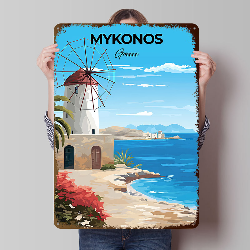 Travel Accessories Greece - Pôster de Viagem Mykonos Grécia, Placas