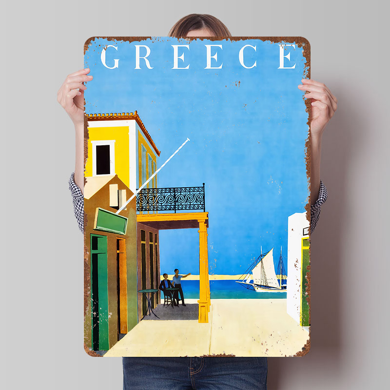 Travel Accessories Greece - Pôster Metálico de Viagem à Grécia,