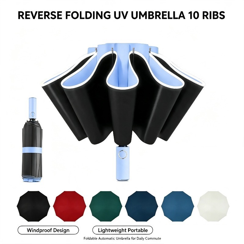 Travel Umbrella Compact - Guarda-chuva Automático com Proteção UV, 10