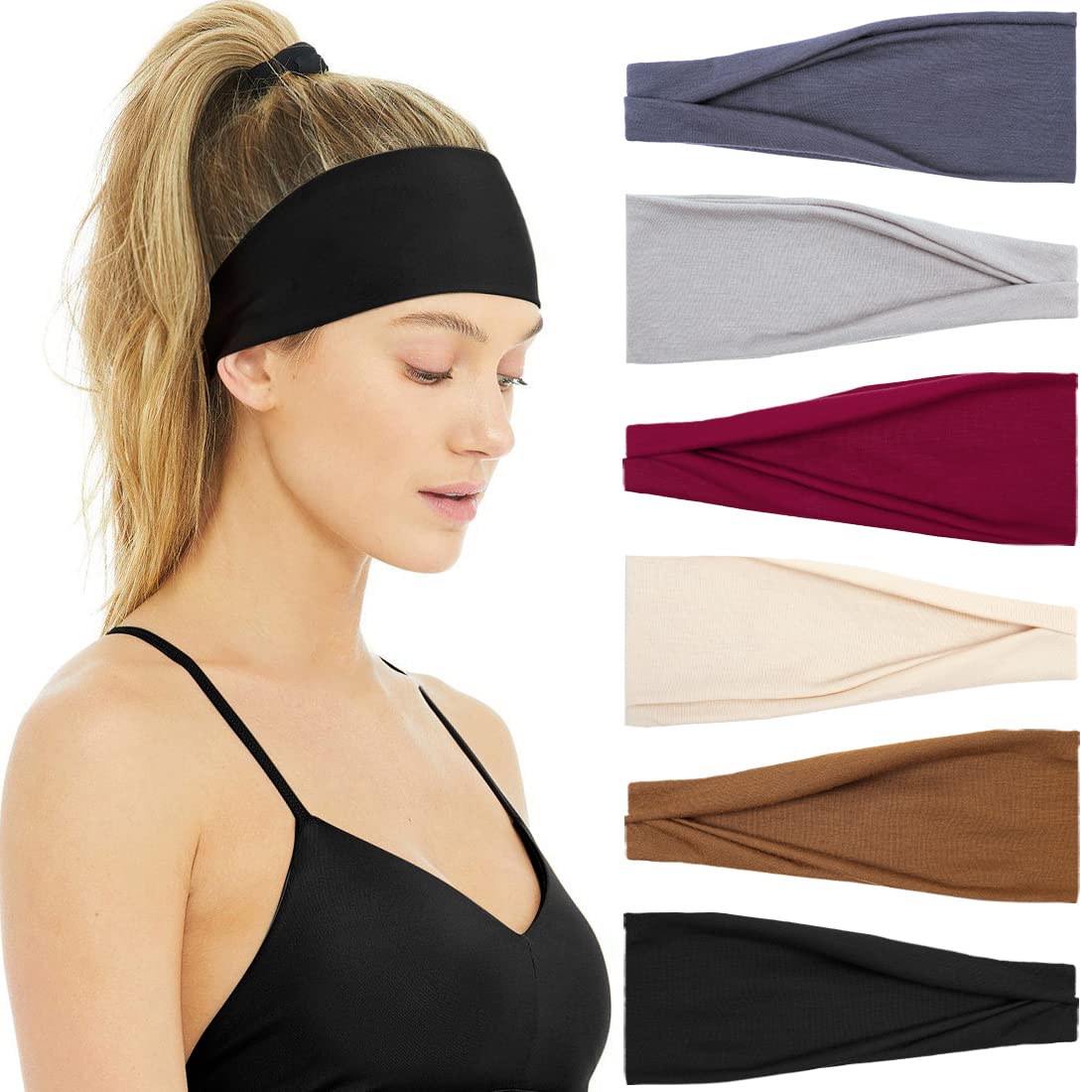 Travel Yoga Accessories - Soft Stretchy Headbands para Mulheres, Antiderrapante,