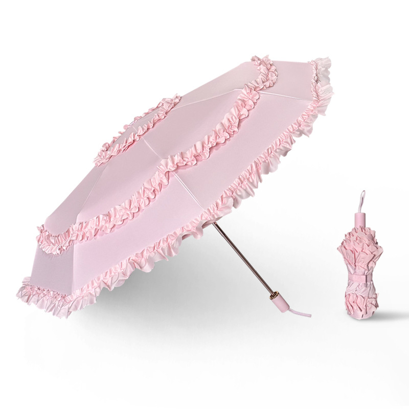Travel Umbrella Compact - Guarda-chuva Vintage de Renda Dobrável, Elegante,