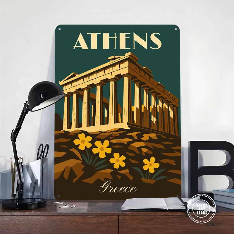 Pôster Metálico Retrô de Atena - Travel Accessories Greece avaliação e preço